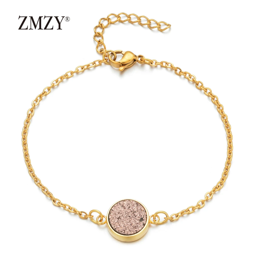 ZMZY Gold Color Stainless Steel Chain Women Bracelets Bangles Bohemian Charm Natural Stone Druzy Beads Bracelet Jewelry
ZMZY Gold Color Stainless Steel Chain Women Bracelets Bangles Bohemian Charm Natural Stone Druzy Beads Bracelet Jewelry