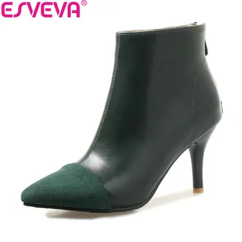 ESVEVA 2019 Thin Heels Women Shoes Zipper High Heels Shoes Patchwork Ankle Boots Flock PU Winter Autumn Woman Shoes Size 34-43
ESVEVA 2019 Thin Heels Women Shoes Zipper High Heels Shoes Patchwork Ankle Boots Flock PU Winter Autumn Woman Shoes Size 34-43