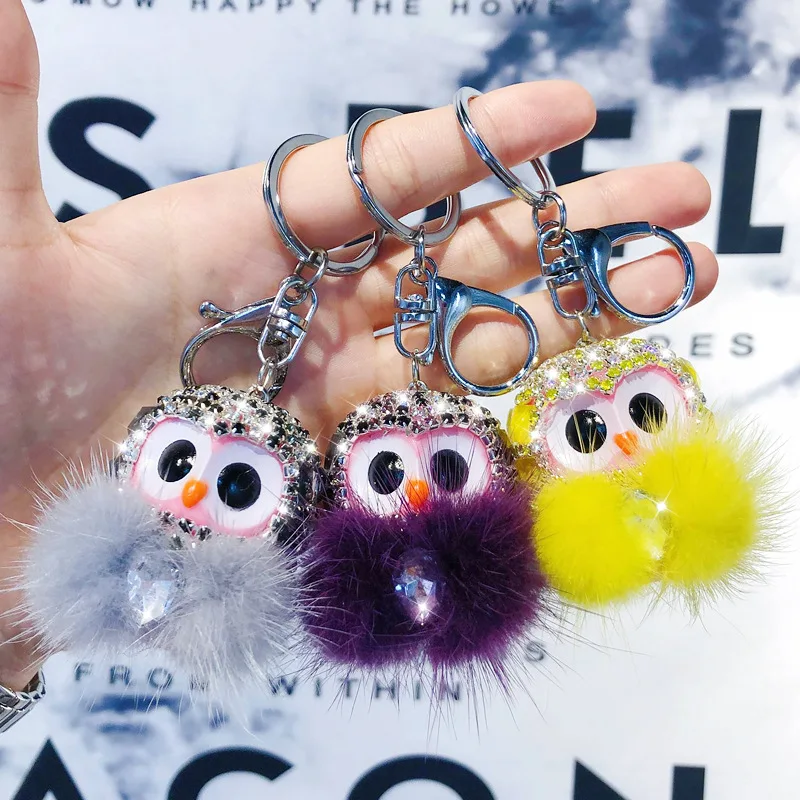 Cartoon Cute Rhinestone Crystal Owl Keychain Mink Fur Pom Pom Key Ring Women Purse Car Key Chains Gift Trinkets Porte Clef
Cartoon Cute Rhinestone Crystal Owl Keychain Mink Fur Pom Pom Key Ring Women Purse Car Key Chains Gift Trinkets Porte Clef