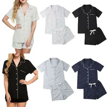 Casual New Women Loose Pajamas Sets Dot Print Summer Short Sleeves Shirts+Pants Sleepwear Nightwear Woman Pajama Homewear Robe
Casual New Women Loose Pajamas Sets Dot Print Summer Short Sleeves Shirts+Pants Sleepwear Nightwear Woman Pajama Homewear Robe