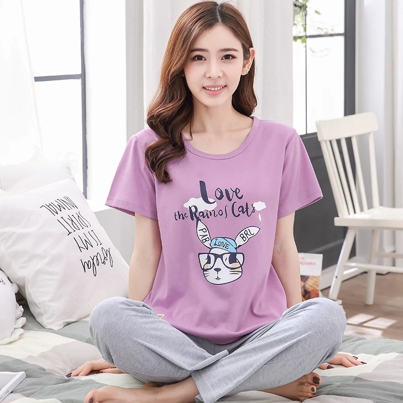 Plus Size XXXL Cotton Pajamas Sets for Women 2018 Summer Girls Cute Cartoon Pyjamas Long Pants Sleepwear Homewear Home Clothing
Plus Size XXXL Cotton Pajamas Sets for Women 2018 Summer Girls Cute Cartoon Pyjamas Long Pants Sleepwear Homewear Home Clothing