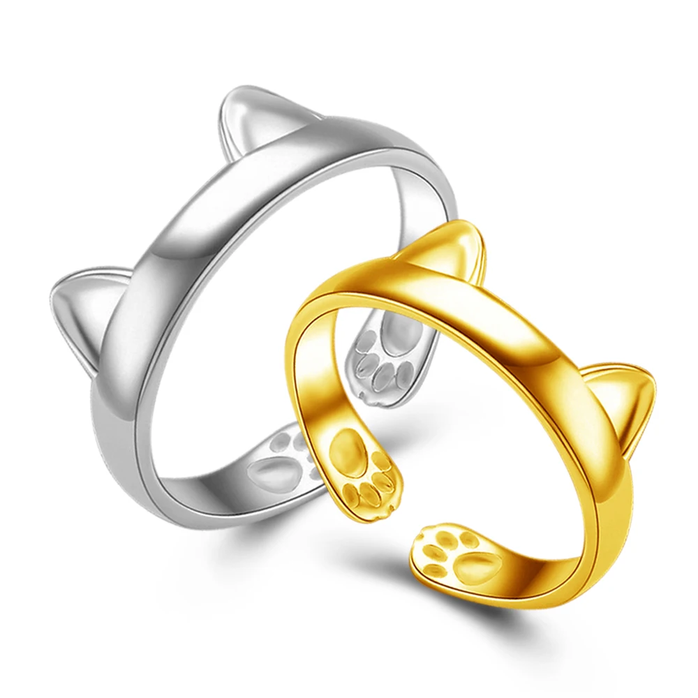 ECODAY Cat Ears Love Ring Women Rings Resizable Gold Color Ring Bague Femme Anillos Jewelry Ringen
ECODAY Cat Ears Love Ring Women Rings Resizable Gold Color Ring Bague Femme Anillos Jewelry Ringen