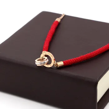 Bilincolor red string with rhinestone rose gold two round circles charm bracelet for women
Bilincolor red string with rhinestone rose gold two round circles charm bracelet for women