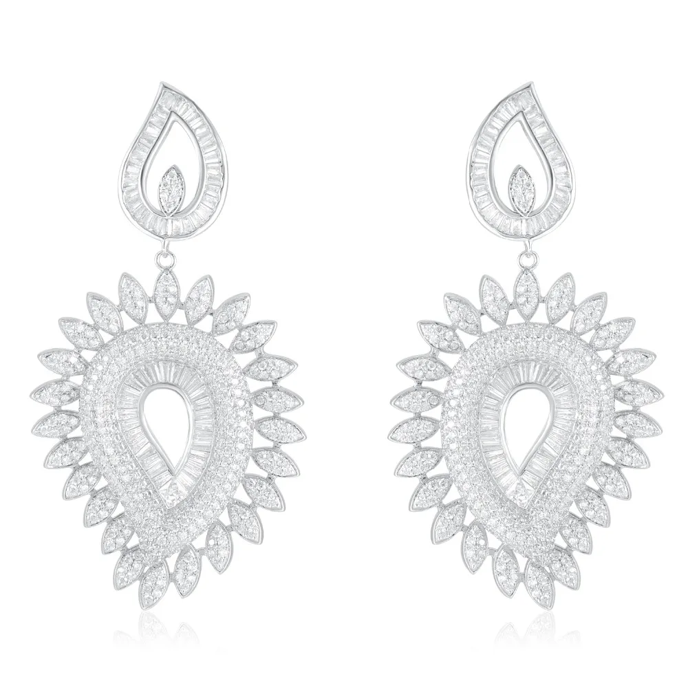 

GrayBirds Classic Big Drop Earrings Luxury Jewelry For Wedding Girl High Quality AAA Cubic Zirconia Lace Shape MLE083
