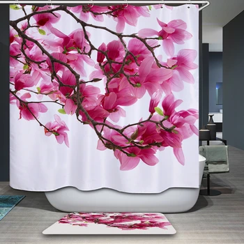 180cm*180cm Pastoral Plastic Hooks Shower Curtain Pink Peach Blossom Pattern Washable Polyester Bath Curtain Bathroom Products
180cm*180cm Pastoral Plastic Hooks Shower Curtain Pink Peach Blossom Pattern Washable Polyester Bath Curtain Bathroom Products