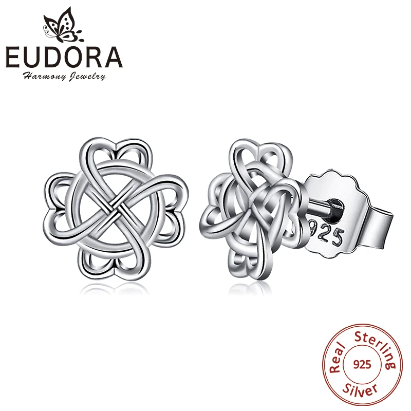 EUDORA 925 Sterling Silver Ireland Celtics Love Knot Stud Earring Rhodium Earring Women Angel Caller Fine Jewelry Cute Dangler
EUDORA 925 Sterling Silver Ireland Celtics Love Knot Stud Earring Rhodium Earring Women Angel Caller Fine Jewelry Cute Dangler