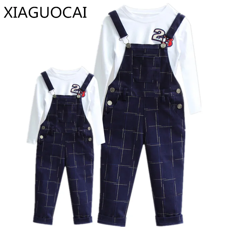 XiaGuoCai 2018 autumn Family Matching Outfits Mother And children sets long sleeve T-shirt+lattice Straps trousers 2pcs k243 27
XiaGuoCai 2018 autumn Family Matching Outfits Mother And children sets long sleeve T-shirt+lattice Straps trousers 2pcs k243 27