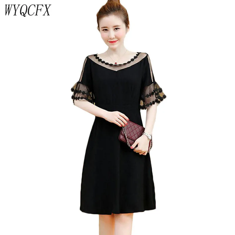 2019 Summer Elegant Black Mesh Dress Women Butterfly Sleeve Hollow Out Party A-line Dresses Female Casual Plus Size 5XL Clothes
2019 Summer Elegant Black Mesh Dress Women Butterfly Sleeve Hollow Out Party A-line Dresses Female Casual Plus Size 5XL Clothes