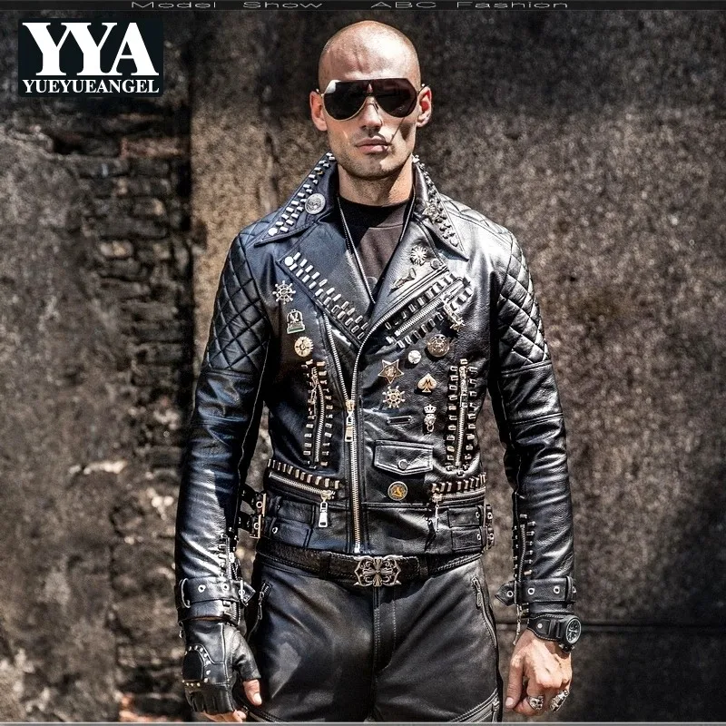 2019 New Motorcycle PU Faux Leather Jackets Men Hip Hop Rivet Punk Style Lapel Fashion Zipper Coats Korean Slim Male Overcoats
2019 New Motorcycle PU Faux Leather Jackets Men Hip Hop Rivet Punk Style Lapel Fashion Zipper Coats Korean Slim Male Overcoats