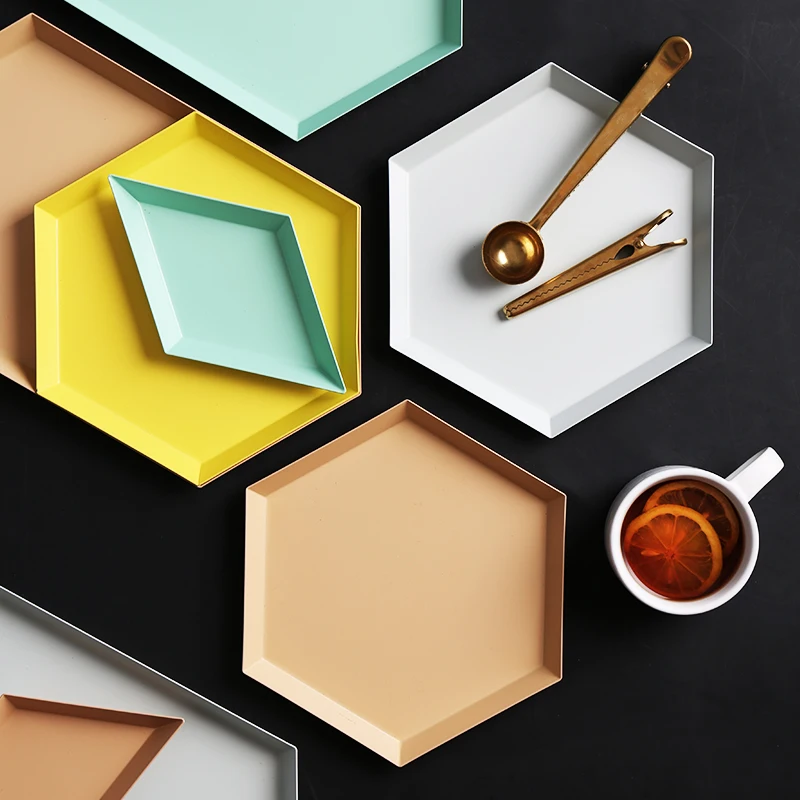S size Colorful polygonal desktop combination storage tray Nordic geometric diamond metal hexagonal tea tray stainless steel
S size Colorful polygonal desktop combination storage tray Nordic geometric diamond metal hexagonal tea tray stainless steel