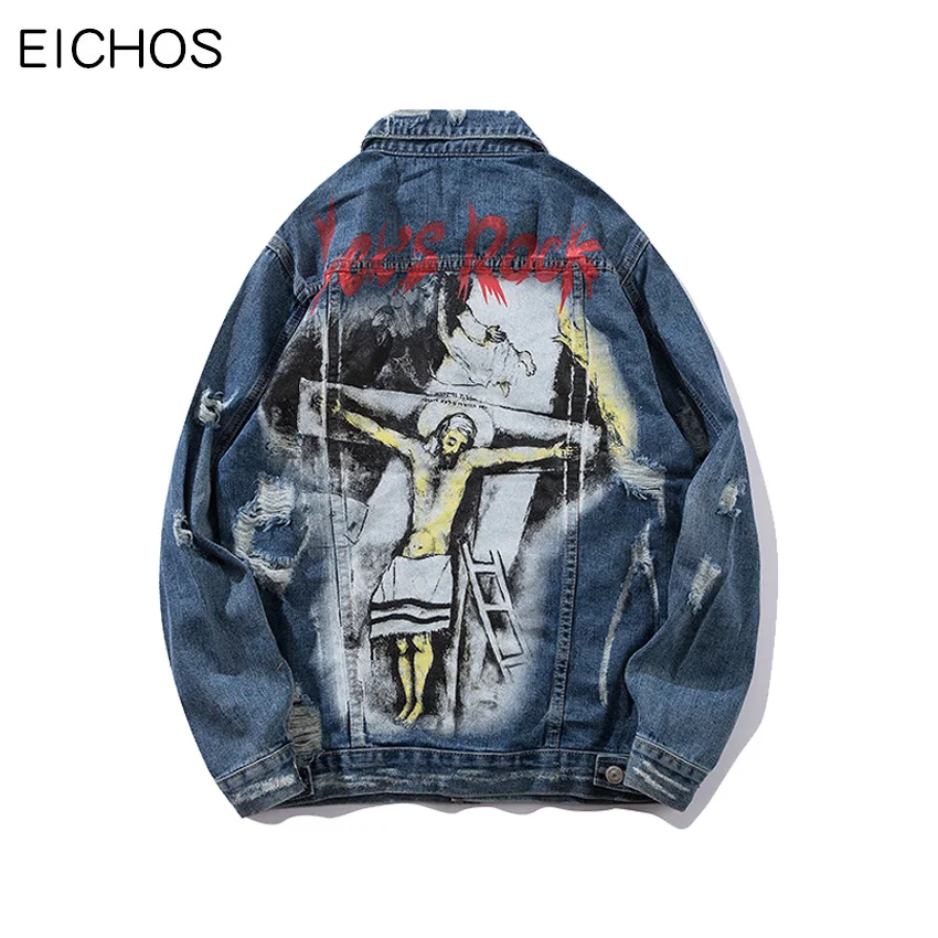 EICHOS Mens Jesus Printed Denim Jackets 2018 Autumn Fashion Ripped Jeans Coat Men Casual Jacket Hip Hop Hole Streetwear
EICHOS Mens Jesus Printed Denim Jackets 2018 Autumn Fashion Ripped Jeans Coat Men Casual Jacket Hip Hop Hole Streetwear