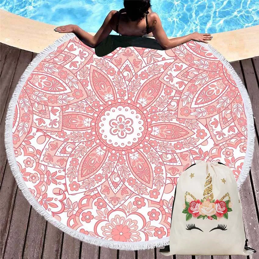 Geometric Beach Towel Flowers 150cm Round Seaside Bath Sport Towel With Drawstring Backpack Bag Yoga Mat Blanket Bikini Cover Up
Geometric Beach Towel Flowers 150cm Round Seaside Bath Sport Towel With Drawstring Backpack Bag Yoga Mat Blanket Bikini Cover Up