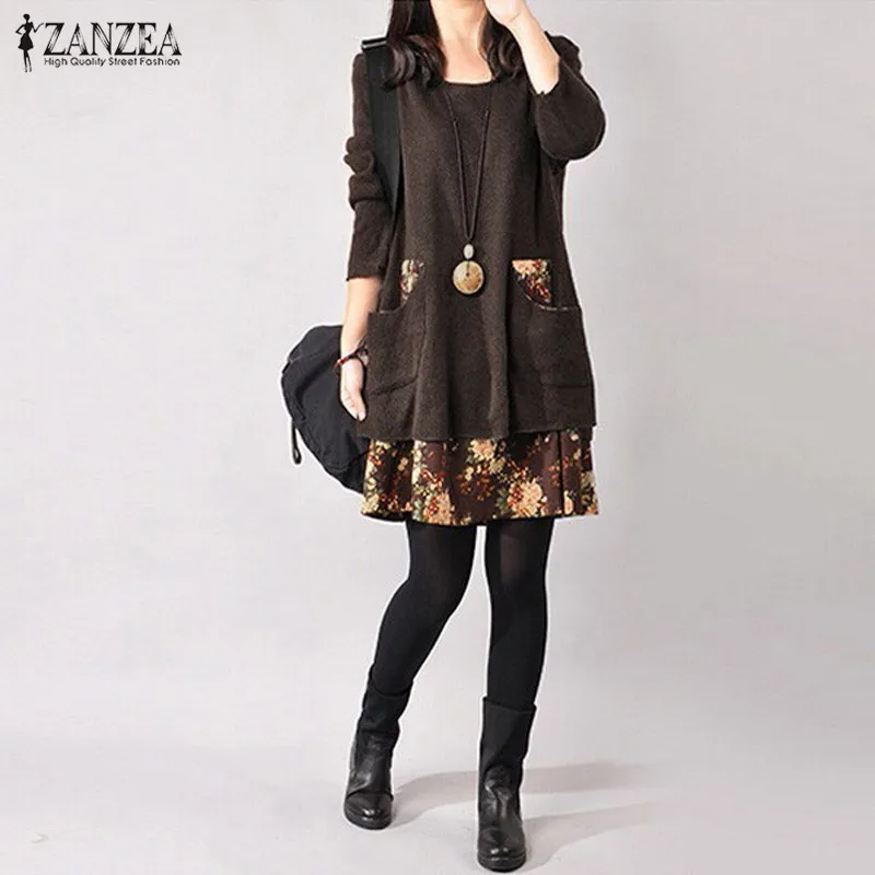 Plus Size 2019 ZANZEA Women Vintage Vintage Dress Autumn Floral Print Shirt Dress Female Casual Long Sleeve Pockets Mini Vestido
Plus Size 2019 ZANZEA Women Vintage Vintage Dress Autumn Floral Print Shirt Dress Female Casual Long Sleeve Pockets Mini Vestido