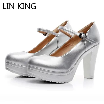LIN KING Classics Buckle Square Heel Women Pumps Ankle Pointed Toe Platform Shoes Spring Autumn Lady Work Career Shoes Big Size 
LIN KING Classics Buckle Square Heel Women Pumps Ankle Pointed Toe Platform Shoes Spring Autumn Lady Work Career Shoes Big Size