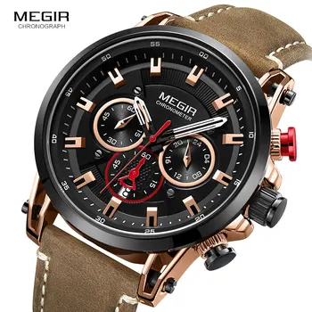 Megir New Men's Chronograph Quartz Watches Leather Strap Clock Sportz Watch Man Army Retro Wristwatch for Man Relogios Masculino
Megir New Men's Chronograph Quartz Watches Leather Strap Clock Sportz Watch Man Army Retro Wristwatch for Man Relogios Masculino