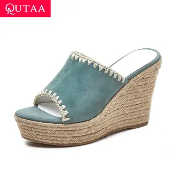 QUTAA 2019 Women Sandals Platform Peep Toe Fashion Straw Weaving Wedge High Heel Scrub Sheepskin Buckle Ladies Shoes Size 34-39
QUTAA 2019 Women Sandals Platform Peep Toe Fashion Straw Weaving Wedge High Heel Scrub Sheepskin Buckle Ladies Shoes Size 34-39