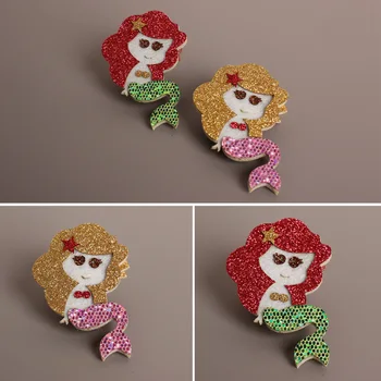 20 pcs/lot Baby Girls Glitter Mermaid hair clip , Alligator Clip