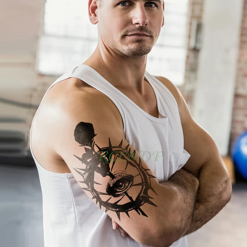 Фото Водостойкая Временная тату-наклейка с изображением глаз розы поддельные тату