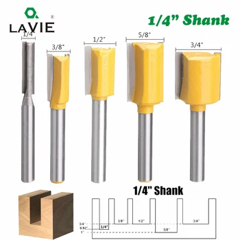 

LA VIE 5pcs 1/4 Shank 6.35mm Straight Knife Dado Router Bit Set Trimming Milling Cutter For Woodworking Bits Cutting