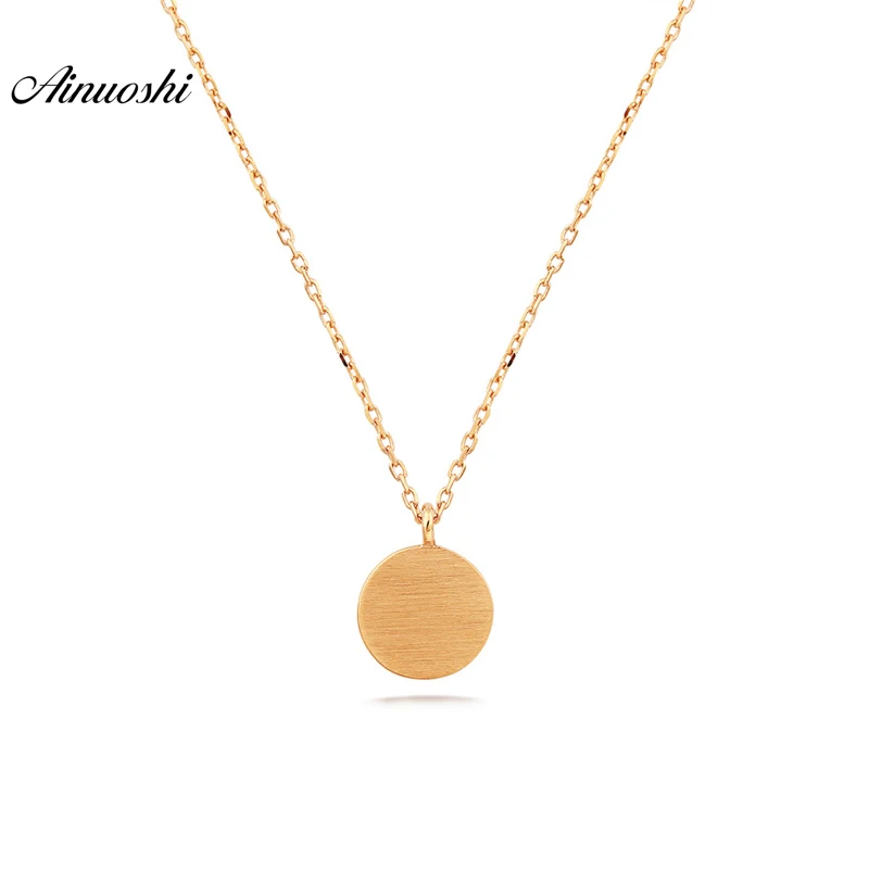 AINUOSHI 18K Solid Gold Necklace Rose Gold Yellow Gold Mini Round Shaped Brushed & Smooth Finish Pendant Wedding Chain Jewelry 
AINUOSHI 18K Solid Gold Necklace Rose Gold Yellow Gold Mini Round Shaped Brushed & Smooth Finish Pendant Wedding Chain Jewelry