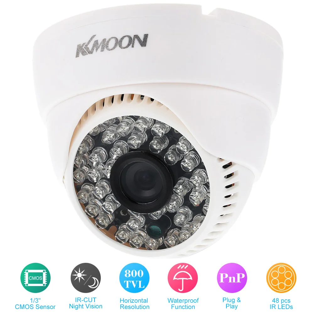 KKmoon 800TVL CCTV Security Camera 1/3" Color CMOS 48Pcs IR LED IR-CUT Night Vision Indoor Surveillance Mini CCTV Dome Camera
KKmoon 800TVL CCTV Security Camera 1/3" Color CMOS 48Pcs IR LED IR-CUT Night Vision Indoor Surveillance Mini CCTV Dome Camera