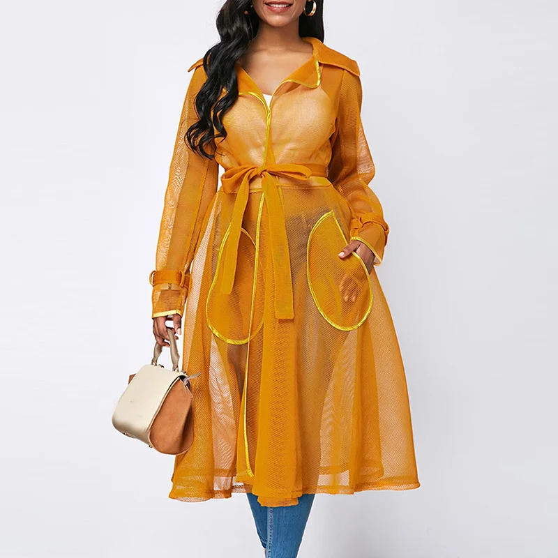 2018 New Down Collar Mesh Trench Coat Casual With Pocket Long Women Autumn Coat Winter Fashion Outwear Overcoat Female Yellow
2018 New Down Collar Mesh Trench Coat Casual With Pocket Long Women Autumn Coat Winter Fashion Outwear Overcoat Female Yellow