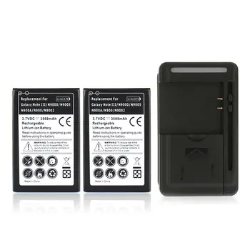 2Pcs 3500mah Replacement Battery for Samsung Galaxy Note 3 N9000 N9005 N900A N900 N9002 Battery + USB Charger for Galaxy Note 3
2Pcs 3500mah Replacement Battery for Samsung Galaxy Note 3 N9000 N9005 N900A N900 N9002 Battery + USB Charger for Galaxy Note 3