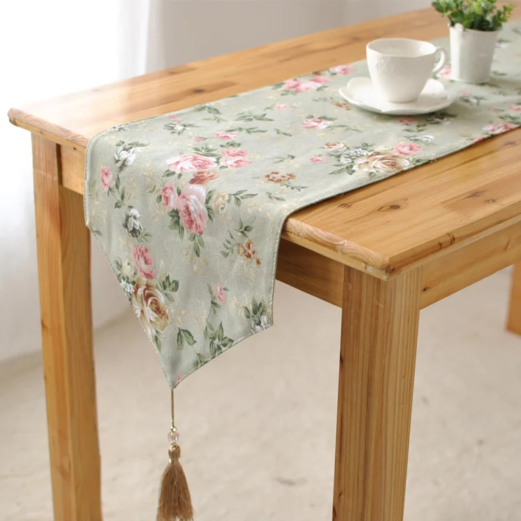 Фото Canvas Shabby Chic Green Rose Rustic Home Decor table runner 4 Size for choose  Дом и | Скатерти-дорожки (32494803760)
