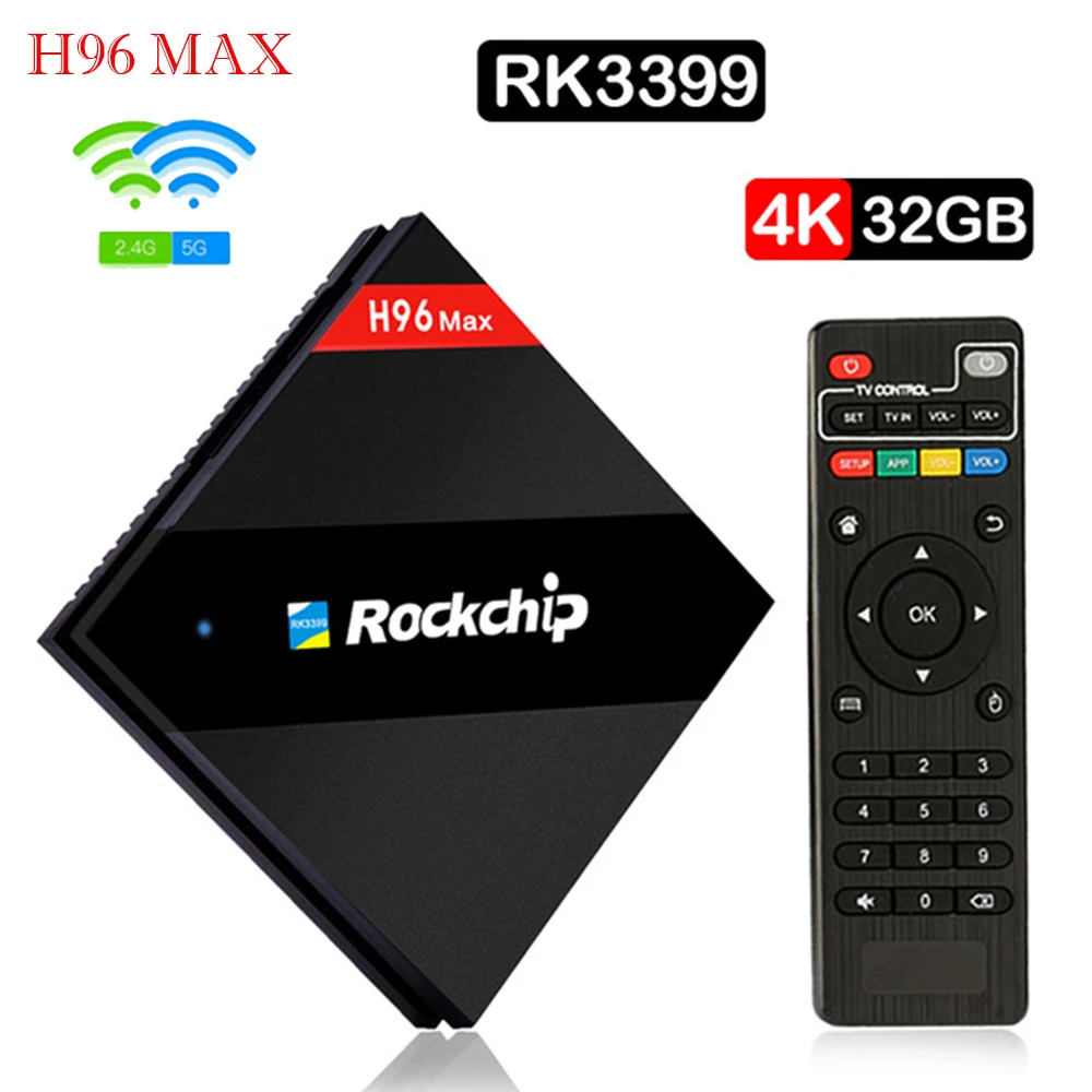 

H96 Max RK3399 TV Box Six Core 4GB 32GB Smart TV Box Android 7.1 USB 3.0 4K HD Dual 2.4G/5G WIFI 1000M LAN Ethernet Media Player