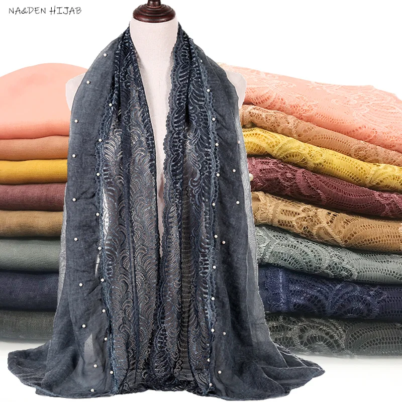 NEW embroidery lace edge hijab scarf Pearls women soft plain headscarf cotton blends muslim luxury hijabs fashion muffler
NEW embroidery lace edge hijab scarf Pearls women soft plain headscarf cotton blends muslim luxury hijabs fashion muffler