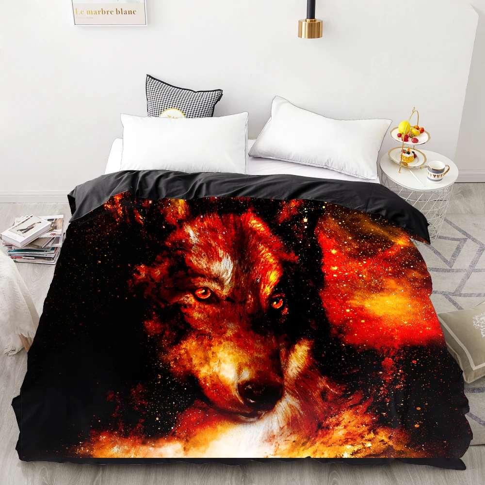 

3D Print Duvet Cover Custom Design,Comforter/Quilt/Blanket case Queen/King,Bedding 220x240,Bedclothes Animal dream fire wolf