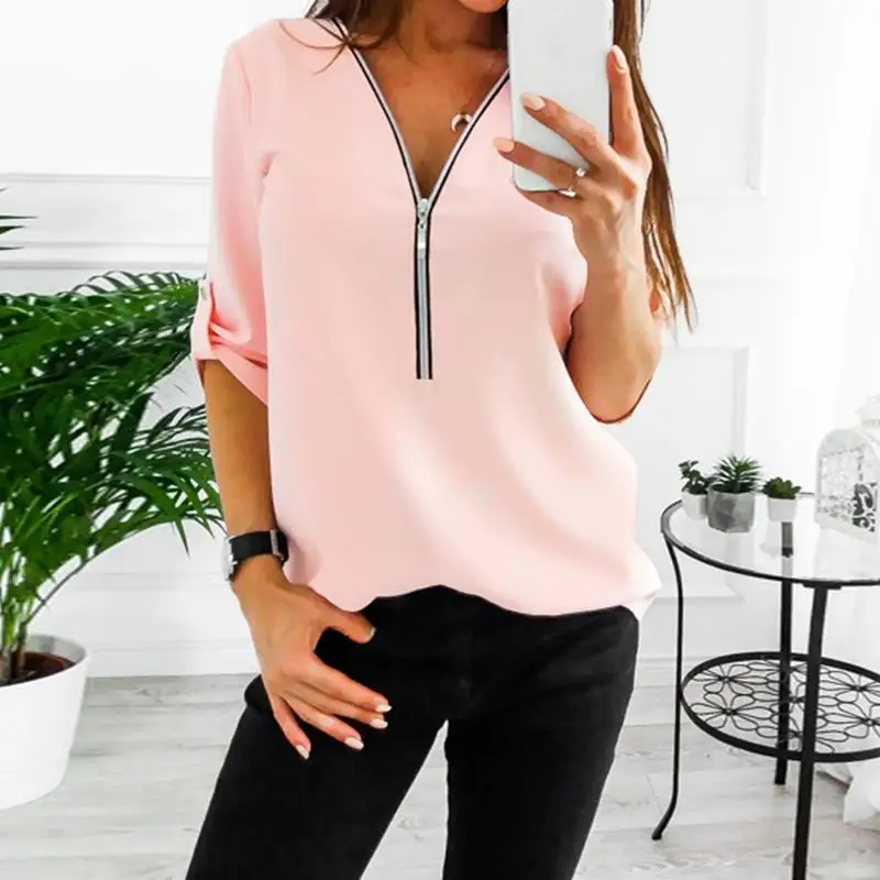 Women T-Shirts New Fashion Sexy V Neck Zipper Casual Tee Shirts Tops Female Clothing 2018
Women T-Shirts New Fashion Sexy V Neck Zipper Casual Tee Shirts Tops Female Clothing 2018