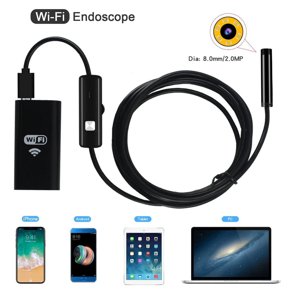 WIFI Endoscope Camera Mini Waterproof Soft Cable Inspection Camera 8mm USB Endoscope Borescope IOS For Android PC Iphone
WIFI Endoscope Camera Mini Waterproof Soft Cable Inspection Camera 8mm USB Endoscope Borescope IOS For Android PC Iphone