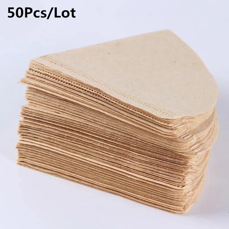 

50 Pcs V60 Coffee Filter Papers Unbleached Original Wooden Drip Paper Cone Shape Espresso Coffee Brew M Accessories