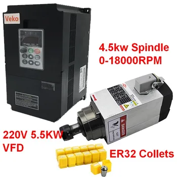 4.5KW 6HP 220V Square Spindle Motor Air Cooled 4 Bearings +5.5kw VFD inverter + ER32 Collet kit for CNC Engraving machine Router
4.5KW 6HP 220V Square Spindle Motor Air Cooled 4 Bearings +5.5kw VFD inverter + ER32 Collet kit for CNC Engraving machine Router