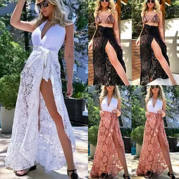 Sexy Summer Women's Lace Long Skirts Sarong Beach Bikini Swimwear Cover Up Wrap Skirts Spilt High Waist Female Skirts Covers
Sexy Summer Women's Lace Long Skirts Sarong Beach Bikini Swimwear Cover Up Wrap Skirts Spilt High Waist Female Skirts Covers