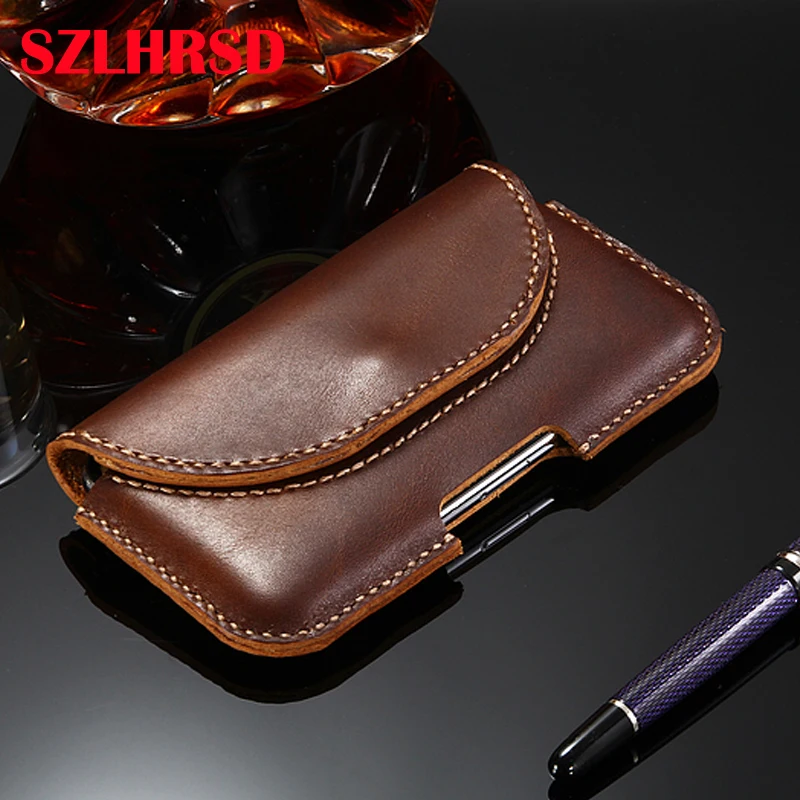 

for Huawei P9 lite Case Genuine Leather Holster Belt Clip for Huawei P9 Plus Phone Cover Waist Bag Handmade Y5 II Y6 II Y3 II