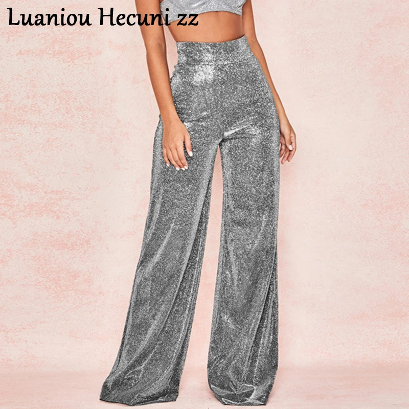 Chu Ni Autumn Silver light wide leg pants women Sexy skinny flare pants Vintage high waist pants Winter trousers 2019 LX12
Chu Ni Autumn Silver light wide leg pants women Sexy skinny flare pants Vintage high waist pants Winter trousers 2019 LX12