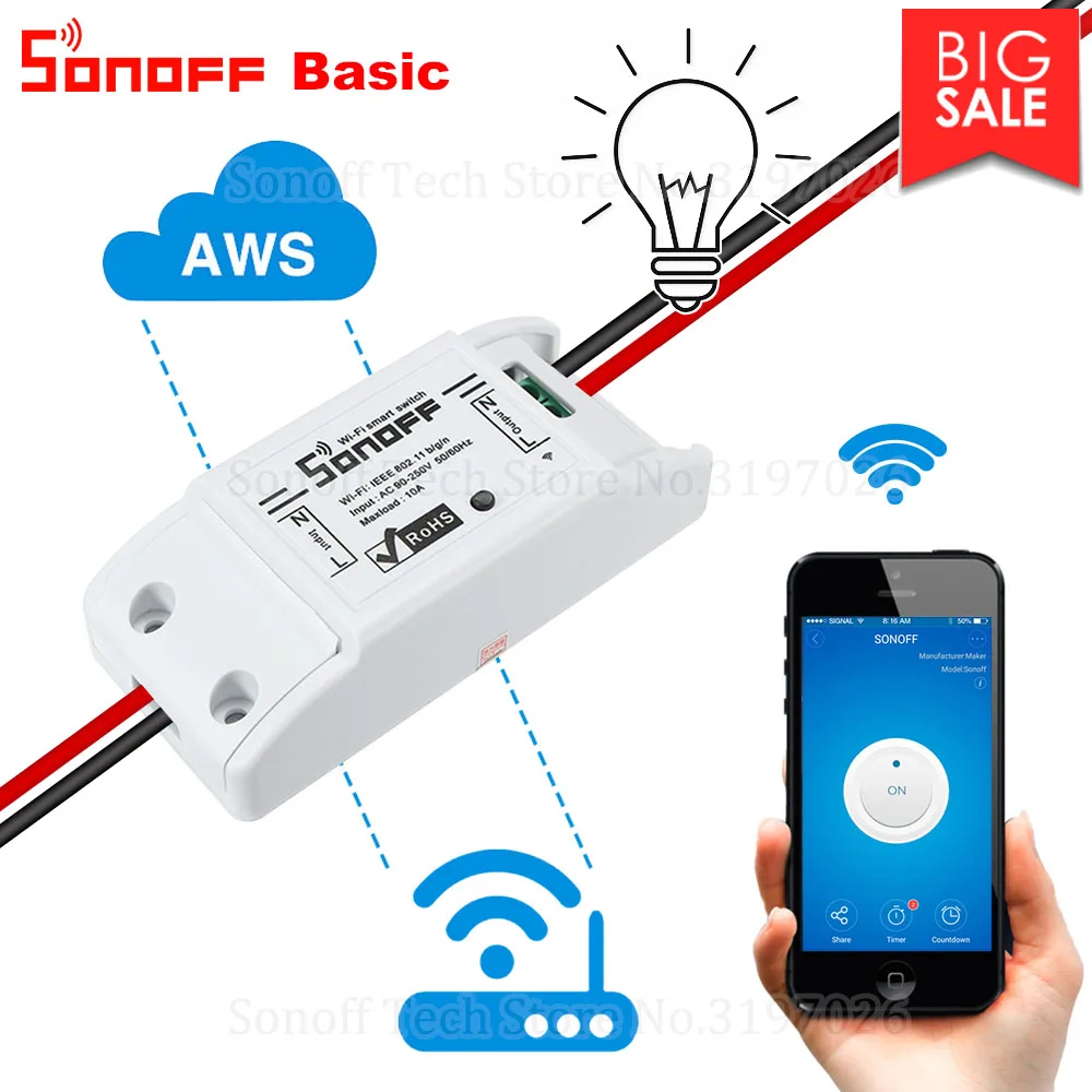 Itead Sonoff Basic R2 Wifi DIY Smart Wireless Remote Switch Domotica Light Controller Module Work with Alexa Google Home eWeLink
Itead Sonoff Basic R2 Wifi DIY Smart Wireless Remote Switch Domotica Light Controller Module Work with Alexa Google Home eWeLink