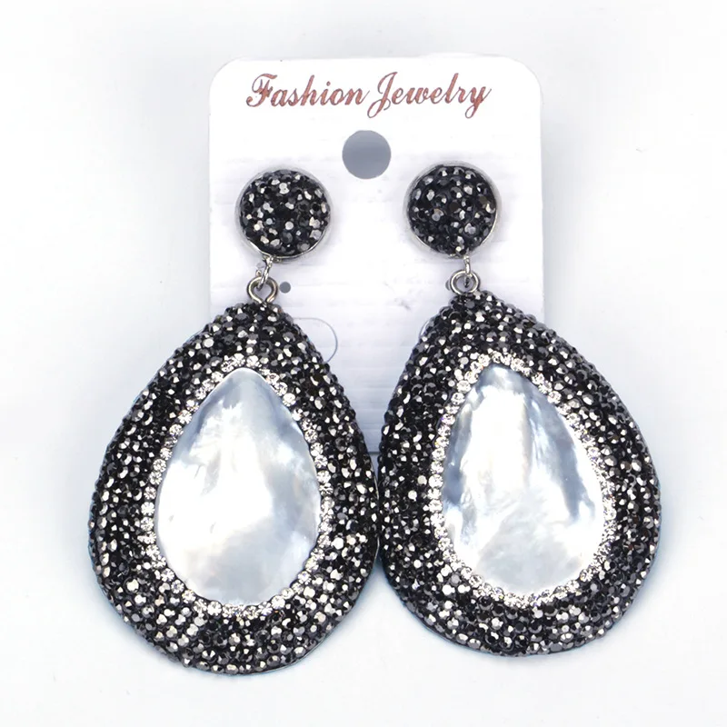Classic Tear Water Drop Natural Mother Of Pearl Shell Pendant Charm Pave Black White Rhinestone Dangle Earring For Women
Classic Tear Water Drop Natural Mother Of Pearl Shell Pendant Charm Pave Black White Rhinestone Dangle Earring For Women