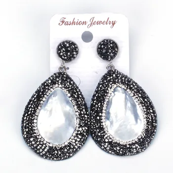 Classic Tear Water Drop Natural Mother Of Pearl Shell Pendant Charm Pave Black White Rhinestone Dangle Earring For Women
Classic Tear Water Drop Natural Mother Of Pearl Shell Pendant Charm Pave Black White Rhinestone Dangle Earring For Women