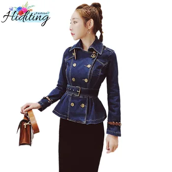 Women Denim Jacket 2019 Spring New Belt Lotus Leaf Hem Coat Double-Breasted Slim Denim Outerwear Autumn Fashion Women Coat WIN74
Women Denim Jacket 2019 Spring New Belt Lotus Leaf Hem Coat Double-Breasted Slim Denim Outerwear Autumn Fashion Women Coat WIN74