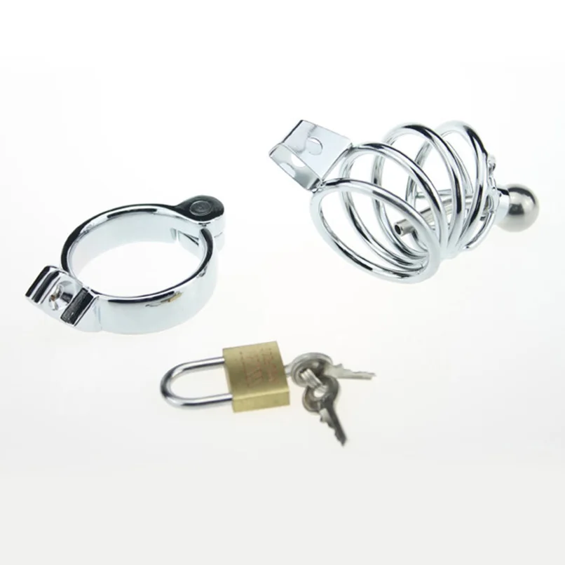 Short Stainless Steel Chastity Belt Cock Cage With Removeable Hollow Urethral Sound Catheter 3 Size Penis Ring Sex Toys For Man
