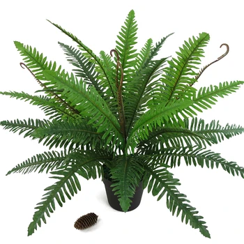 

Simulation Big Persian Grass Leaves Artificial Green Plants Fake Lifelike Plastic Fern Floral Arrangement Home Garden Decoration