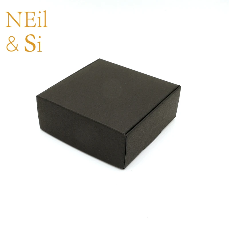 Image 8*8*3cm,Black Kraft Paper Box Craft Gift Packaging Box Handmade Soap Box Cosmetic Box