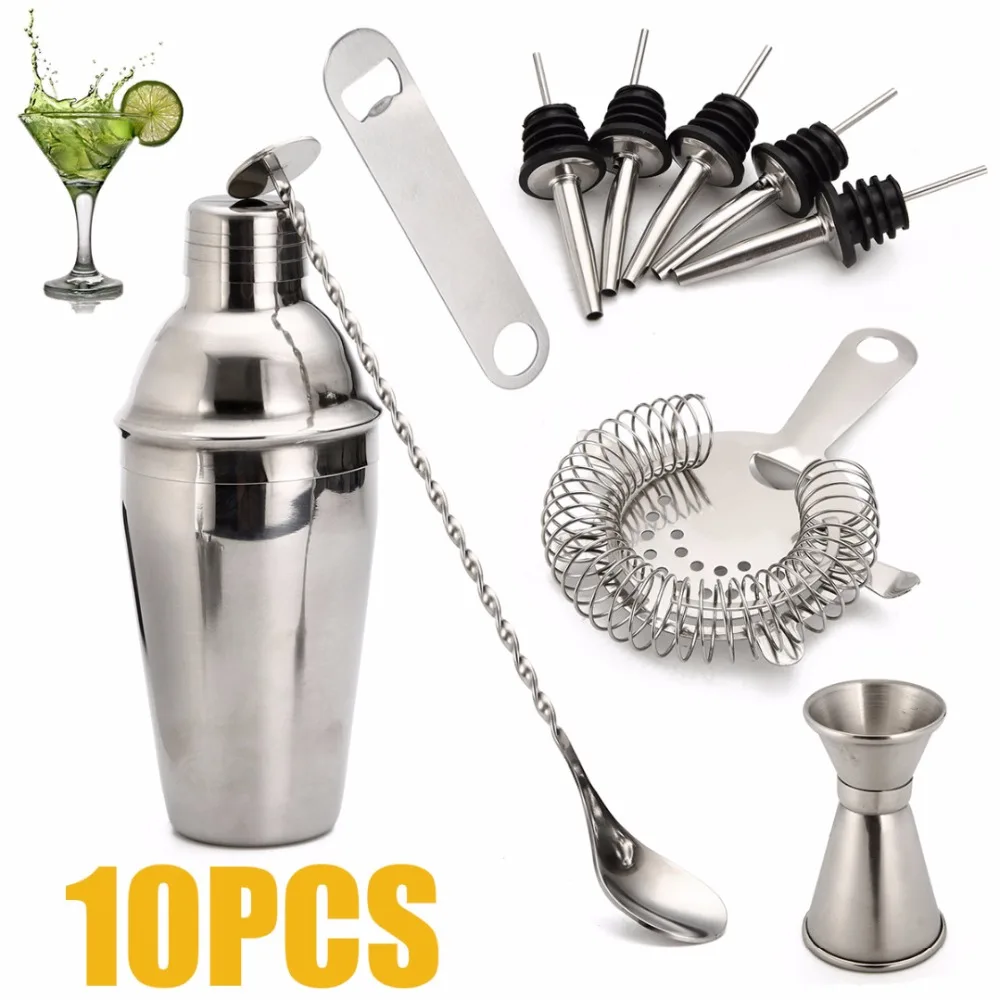10pcs/set 700ml Cocktail Shaker Set With Mixer Bar Drink Bartender Tool Accessories for Kitchen Wedding Party Supplies
10pcs/set 700ml Cocktail Shaker Set With Mixer Bar Drink Bartender Tool Accessories for Kitchen Wedding Party Supplies
