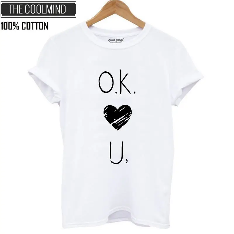 COOLMIND Z 100% cotton short sleeve OK love you print women T shirt casual summer tshirt women loose knitted T-shirt tee shirts
COOLMIND Z 100% cotton short sleeve OK love you print women T shirt casual summer tshirt women loose knitted T-shirt tee shirts