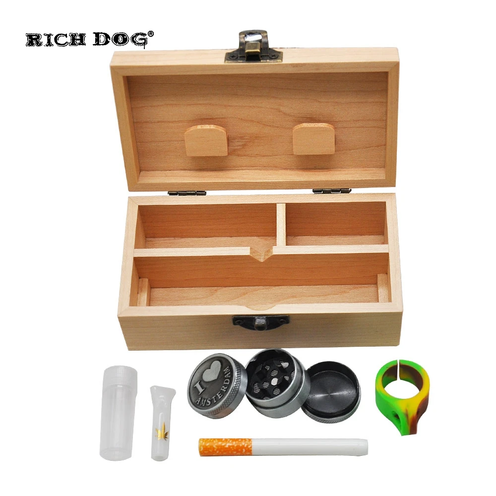 RICH DOG Tobacco Pipes Set Wood Stash Box With Herb Rolling Tray Metal Grinder Glass Mouth Tips & One Hitter Pipe Portable
RICH DOG Tobacco Pipes Set Wood Stash Box With Herb Rolling Tray Metal Grinder Glass Mouth Tips & One Hitter Pipe Portable