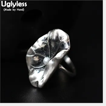 Uglyless 100% Real 925 Sterling Silver Novel Big Size Curved Lotus Leaf Wild Rings for Women Exaggerated Thai Silver Rings Pearl
Uglyless 100% Real 925 Sterling Silver Novel Big Size Curved Lotus Leaf Wild Rings for Women Exaggerated Thai Silver Rings Pearl