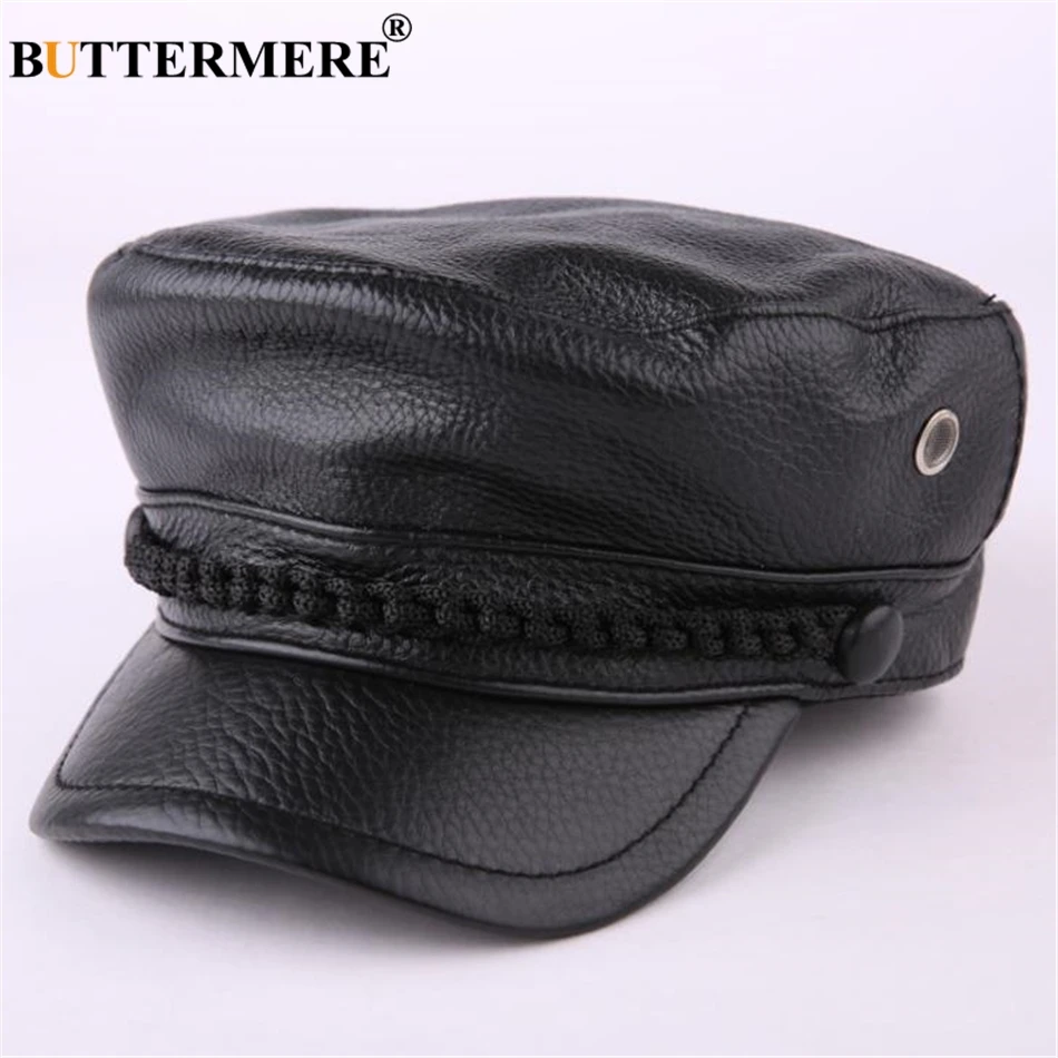 BUTTERMERE Men Women Winter Hat Black Real Leather Military Army Caps Men's Genuine Leather Retro Male Female Flat Cap
BUTTERMERE Men Women Winter Hat Black Real Leather Military Army Caps Men's Genuine Leather Retro Male Female Flat Cap